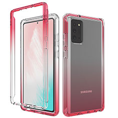 Silikon Hülle Handyhülle Ultra Dünn Flexible Schutzhülle Tasche Transparent Vorder und Rückseite 360 Grad Ganzkörper Farbverlauf für Samsung Galaxy Note 20 5G Rot