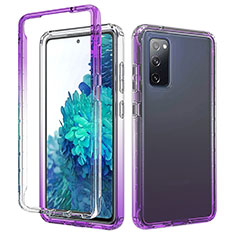 Silikon Hülle Handyhülle Ultra Dünn Flexible Schutzhülle Tasche Transparent Vorder und Rückseite 360 Grad Ganzkörper Farbverlauf für Samsung Galaxy S20 FE 5G Violett