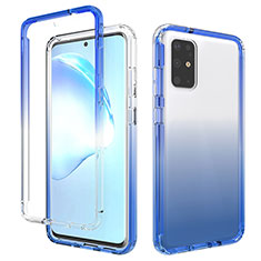 Silikon Hülle Handyhülle Ultra Dünn Flexible Schutzhülle Tasche Transparent Vorder und Rückseite 360 Grad Ganzkörper Farbverlauf für Samsung Galaxy S20 Plus Blau