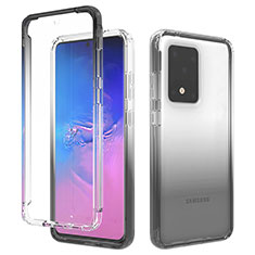 Silikon Hülle Handyhülle Ultra Dünn Flexible Schutzhülle Tasche Transparent Vorder und Rückseite 360 Grad Ganzkörper Farbverlauf für Samsung Galaxy S20 Ultra 5G Dunkelgrau