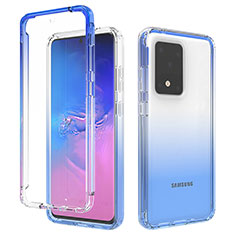 Silikon Hülle Handyhülle Ultra Dünn Flexible Schutzhülle Tasche Transparent Vorder und Rückseite 360 Grad Ganzkörper Farbverlauf für Samsung Galaxy S20 Ultra Blau