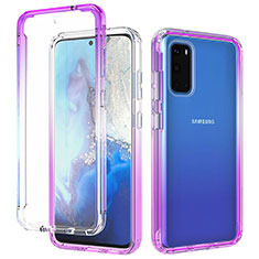 Silikon Hülle Handyhülle Ultra Dünn Flexible Schutzhülle Tasche Transparent Vorder und Rückseite 360 Grad Ganzkörper Farbverlauf für Samsung Galaxy S20 Violett