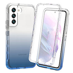 Silikon Hülle Handyhülle Ultra Dünn Flexible Schutzhülle Tasche Transparent Vorder und Rückseite 360 Grad Ganzkörper Farbverlauf für Samsung Galaxy S21 5G Blau