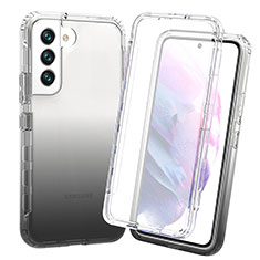 Silikon Hülle Handyhülle Ultra Dünn Flexible Schutzhülle Tasche Transparent Vorder und Rückseite 360 Grad Ganzkörper Farbverlauf für Samsung Galaxy S21 5G Schwarz