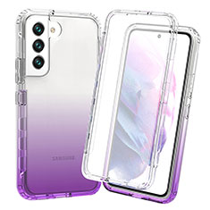 Silikon Hülle Handyhülle Ultra Dünn Flexible Schutzhülle Tasche Transparent Vorder und Rückseite 360 Grad Ganzkörper Farbverlauf für Samsung Galaxy S21 Plus 5G Violett