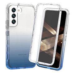 Silikon Hülle Handyhülle Ultra Dünn Flexible Schutzhülle Tasche Transparent Vorder und Rückseite 360 Grad Ganzkörper Farbverlauf für Samsung Galaxy S24 5G Blau