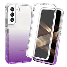 Silikon Hülle Handyhülle Ultra Dünn Flexible Schutzhülle Tasche Transparent Vorder und Rückseite 360 Grad Ganzkörper Farbverlauf für Samsung Galaxy S24 5G Violett