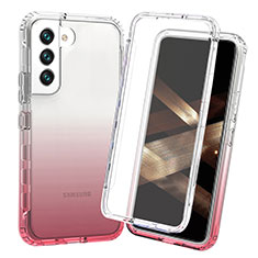 Silikon Hülle Handyhülle Ultra Dünn Flexible Schutzhülle Tasche Transparent Vorder und Rückseite 360 Grad Ganzkörper Farbverlauf für Samsung Galaxy S24 Plus 5G Rot