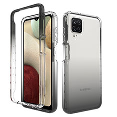 Silikon Hülle Handyhülle Ultra Dünn Flexible Schutzhülle Tasche Transparent Vorder und Rückseite 360 Grad Ganzkörper Farbverlauf JX1 für Samsung Galaxy A12 Schwarz