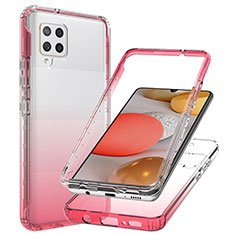 Silikon Hülle Handyhülle Ultra Dünn Flexible Schutzhülle Tasche Transparent Vorder und Rückseite 360 Grad Ganzkörper Farbverlauf JX1 für Samsung Galaxy A42 5G Rot