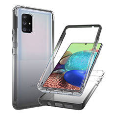 Silikon Hülle Handyhülle Ultra Dünn Flexible Schutzhülle Tasche Transparent Vorder und Rückseite 360 Grad Ganzkörper Farbverlauf JX1 für Samsung Galaxy A71 4G A715 Schwarz