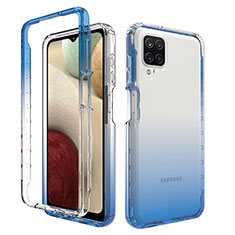 Silikon Hülle Handyhülle Ultra Dünn Flexible Schutzhülle Tasche Transparent Vorder und Rückseite 360 Grad Ganzkörper Farbverlauf JX1 für Samsung Galaxy M12 Blau