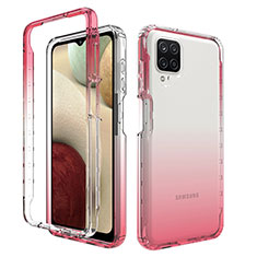 Silikon Hülle Handyhülle Ultra Dünn Flexible Schutzhülle Tasche Transparent Vorder und Rückseite 360 Grad Ganzkörper Farbverlauf JX1 für Samsung Galaxy M12 Pink