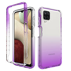Silikon Hülle Handyhülle Ultra Dünn Flexible Schutzhülle Tasche Transparent Vorder und Rückseite 360 Grad Ganzkörper Farbverlauf JX1 für Samsung Galaxy M12 Violett