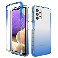 Silikon Hülle Handyhülle Ultra Dünn Flexible Schutzhülle Tasche Transparent Vorder und Rückseite 360 Grad Ganzkörper Farbverlauf JX1 für Samsung Galaxy M32 5G Blau