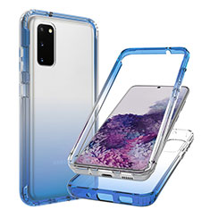 Silikon Hülle Handyhülle Ultra Dünn Flexible Schutzhülle Tasche Transparent Vorder und Rückseite 360 Grad Ganzkörper Farbverlauf JX1 für Samsung Galaxy S20 5G Blau