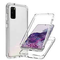 Silikon Hülle Handyhülle Ultra Dünn Flexible Schutzhülle Tasche Transparent Vorder und Rückseite 360 Grad Ganzkörper Farbverlauf JX1 für Samsung Galaxy S20 5G Klar