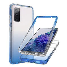 Silikon Hülle Handyhülle Ultra Dünn Flexible Schutzhülle Tasche Transparent Vorder und Rückseite 360 Grad Ganzkörper Farbverlauf JX1 für Samsung Galaxy S20 FE 5G Blau