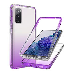 Silikon Hülle Handyhülle Ultra Dünn Flexible Schutzhülle Tasche Transparent Vorder und Rückseite 360 Grad Ganzkörper Farbverlauf JX1 für Samsung Galaxy S20 Lite 5G Violett