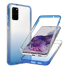 Silikon Hülle Handyhülle Ultra Dünn Flexible Schutzhülle Tasche Transparent Vorder und Rückseite 360 Grad Ganzkörper Farbverlauf JX1 für Samsung Galaxy S20 Plus 5G Blau