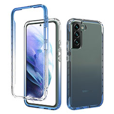 Silikon Hülle Handyhülle Ultra Dünn Flexible Schutzhülle Tasche Transparent Vorder und Rückseite 360 Grad Ganzkörper Farbverlauf M01 für Samsung Galaxy S21 Plus 5G Blau