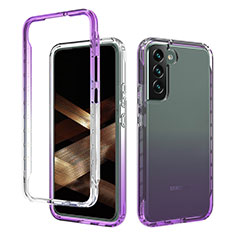 Silikon Hülle Handyhülle Ultra Dünn Flexible Schutzhülle Tasche Transparent Vorder und Rückseite 360 Grad Ganzkörper Farbverlauf M01 für Samsung Galaxy S24 5G Violett