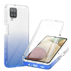 Silikon Hülle Handyhülle Ultra Dünn Flexible Schutzhülle Tasche Transparent Vorder und Rückseite 360 Grad Ganzkörper Farbverlauf YB1 für Samsung Galaxy A12 5G Blau