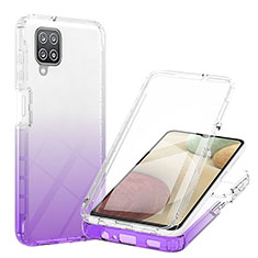 Silikon Hülle Handyhülle Ultra Dünn Flexible Schutzhülle Tasche Transparent Vorder und Rückseite 360 Grad Ganzkörper Farbverlauf YB1 für Samsung Galaxy A12 5G Violett
