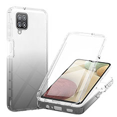 Silikon Hülle Handyhülle Ultra Dünn Flexible Schutzhülle Tasche Transparent Vorder und Rückseite 360 Grad Ganzkörper Farbverlauf YB1 für Samsung Galaxy A12 Schwarz
