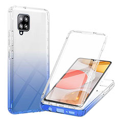 Silikon Hülle Handyhülle Ultra Dünn Flexible Schutzhülle Tasche Transparent Vorder und Rückseite 360 Grad Ganzkörper Farbverlauf YB1 für Samsung Galaxy A42 5G Blau