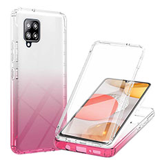 Silikon Hülle Handyhülle Ultra Dünn Flexible Schutzhülle Tasche Transparent Vorder und Rückseite 360 Grad Ganzkörper Farbverlauf YB1 für Samsung Galaxy A42 5G Rosa