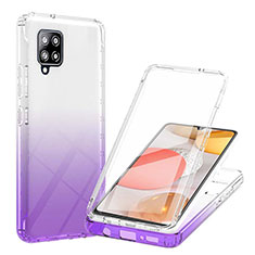 Silikon Hülle Handyhülle Ultra Dünn Flexible Schutzhülle Tasche Transparent Vorder und Rückseite 360 Grad Ganzkörper Farbverlauf YB1 für Samsung Galaxy A42 5G Violett