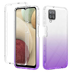 Silikon Hülle Handyhülle Ultra Dünn Flexible Schutzhülle Tasche Transparent Vorder und Rückseite 360 Grad Ganzkörper Farbverlauf YB2 für Samsung Galaxy A12 5G Violett