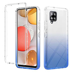 Silikon Hülle Handyhülle Ultra Dünn Flexible Schutzhülle Tasche Transparent Vorder und Rückseite 360 Grad Ganzkörper Farbverlauf YB2 für Samsung Galaxy A42 5G Blau
