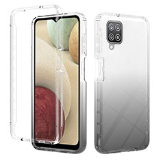 Silikon Hülle Handyhülle Ultra Dünn Flexible Schutzhülle Tasche Transparent Vorder und Rückseite 360 Grad Ganzkörper Farbverlauf YB2 für Samsung Galaxy F12 Schwarz