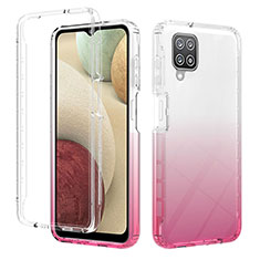 Silikon Hülle Handyhülle Ultra Dünn Flexible Schutzhülle Tasche Transparent Vorder und Rückseite 360 Grad Ganzkörper Farbverlauf YB2 für Samsung Galaxy M12 Rosa