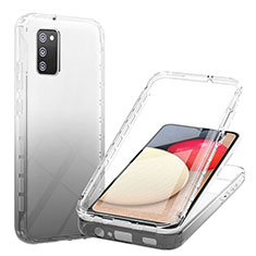 Silikon Hülle Handyhülle Ultra Dünn Flexible Schutzhülle Tasche Transparent Vorder und Rückseite 360 Grad Ganzkörper Farbverlauf ZJ1 für Samsung Galaxy A02s Schwarz