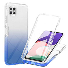 Silikon Hülle Handyhülle Ultra Dünn Flexible Schutzhülle Tasche Transparent Vorder und Rückseite 360 Grad Ganzkörper Farbverlauf ZJ1 für Samsung Galaxy A22 5G Blau