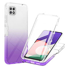 Silikon Hülle Handyhülle Ultra Dünn Flexible Schutzhülle Tasche Transparent Vorder und Rückseite 360 Grad Ganzkörper Farbverlauf ZJ1 für Samsung Galaxy A22 5G Violett