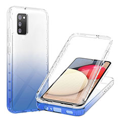 Silikon Hülle Handyhülle Ultra Dünn Flexible Schutzhülle Tasche Transparent Vorder und Rückseite 360 Grad Ganzkörper Farbverlauf ZJ1 für Samsung Galaxy F02S SM-E025F Blau