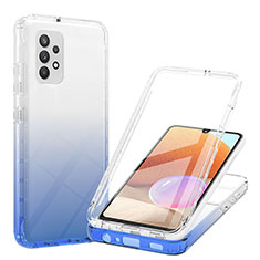 Silikon Hülle Handyhülle Ultra Dünn Flexible Schutzhülle Tasche Transparent Vorder und Rückseite 360 Grad Ganzkörper Farbverlauf ZJ1 für Samsung Galaxy M32 5G Blau