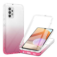 Silikon Hülle Handyhülle Ultra Dünn Flexible Schutzhülle Tasche Transparent Vorder und Rückseite 360 Grad Ganzkörper Farbverlauf ZJ1 für Samsung Galaxy M32 5G Rosa