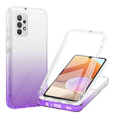 Silikon Hülle Handyhülle Ultra Dünn Flexible Schutzhülle Tasche Transparent Vorder und Rückseite 360 Grad Ganzkörper Farbverlauf ZJ1 für Samsung Galaxy M32 5G Violett
