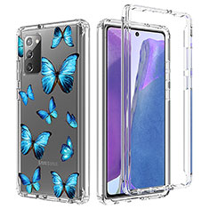 Silikon Hülle Handyhülle Ultra Dünn Flexible Schutzhülle Tasche Transparent Vorder und Rückseite 360 Grad Ganzkörper für Samsung Galaxy Note 20 5G Blau