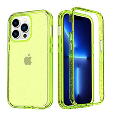 Silikon Hülle Handyhülle Ultra Dünn Flexible Schutzhülle Tasche Transparent Vorder und Rückseite 360 Grad Ganzkörper YJ1 für Apple iPhone 13 Pro Grün