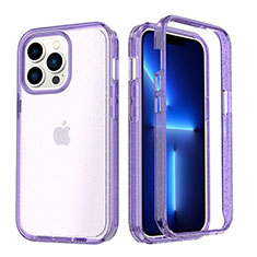 Silikon Hülle Handyhülle Ultra Dünn Flexible Schutzhülle Tasche Transparent Vorder und Rückseite 360 Grad Ganzkörper YJ1 für Apple iPhone 13 Pro Max Violett