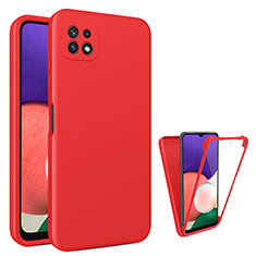 Silikon Hülle Handyhülle Ultra Dünn Flexible Schutzhülle Tasche Vorder und Rückseite 360 Grad Ganzkörper für Samsung Galaxy A22 5G Rot
