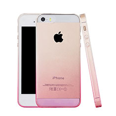 Silikon Hülle Handyhülle Ultra Dünn Schutzhülle Durchsichtig Farbverlauf für Apple iPhone 5S Rosa