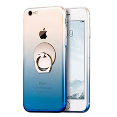 Silikon Hülle Handyhülle Ultra Dünn Schutzhülle Durchsichtig Farbverlauf mit Fingerring Ständer für Apple iPhone 8 Blau