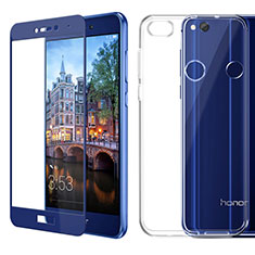 Silikon Hülle Handyhülle Ultra Dünn Schutzhülle Durchsichtig Transparent mit Schutzfolie für Huawei GR3 (2017) Blau